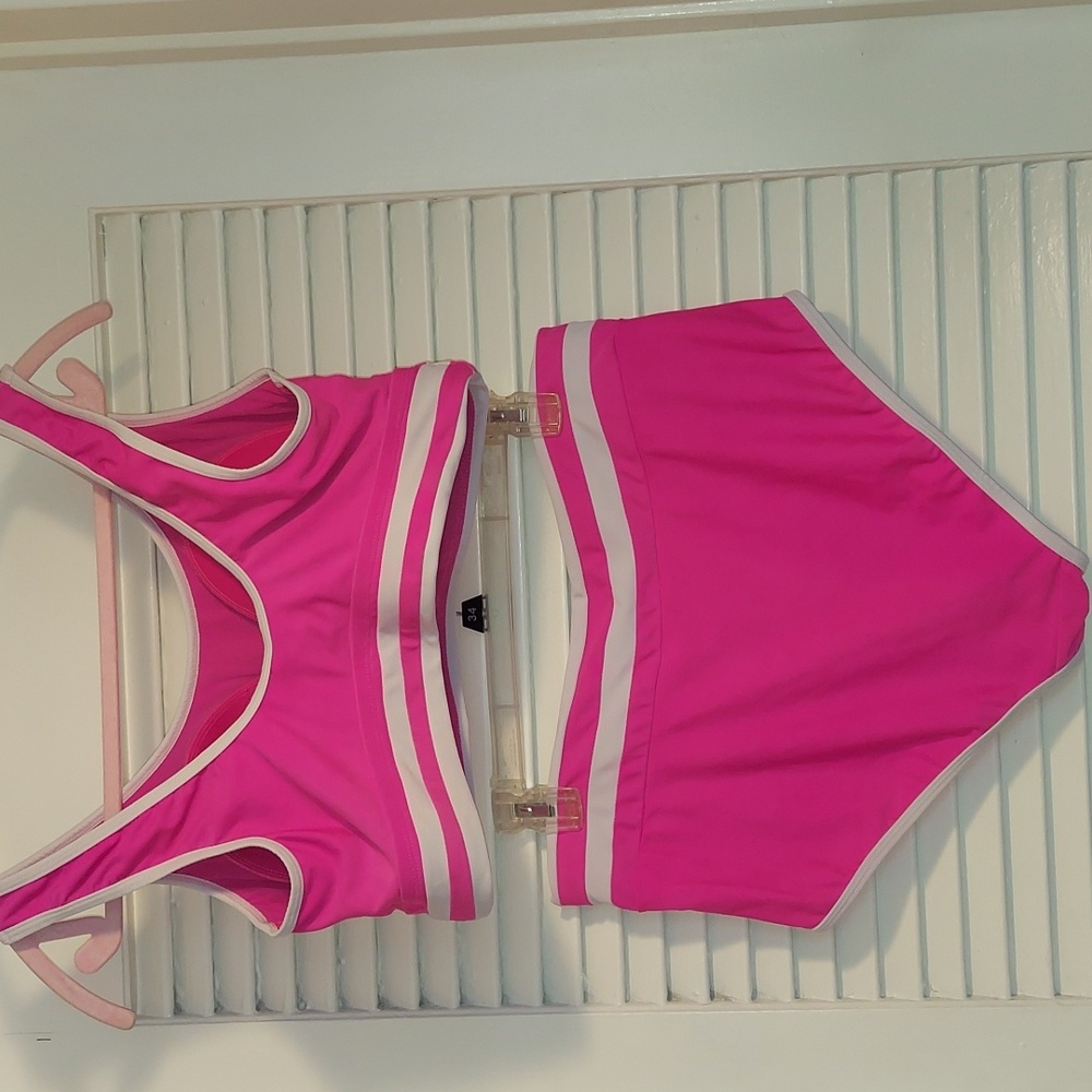TORRID Pink and White Two-Piece Swimsuit - Picture 2 of 2